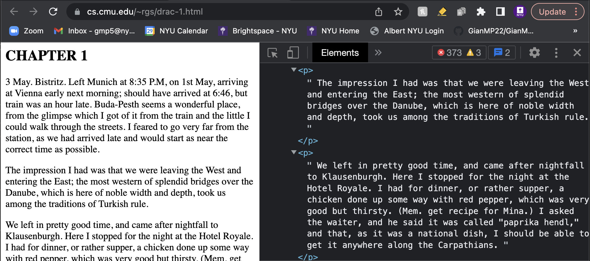 html from dracula text