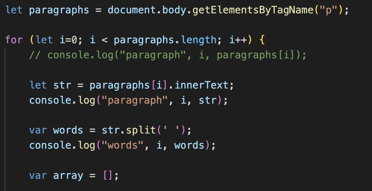 creating array from p element